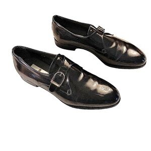 𝅺BILL Blass Black Leather Monk Strap Shoes Size 9.5